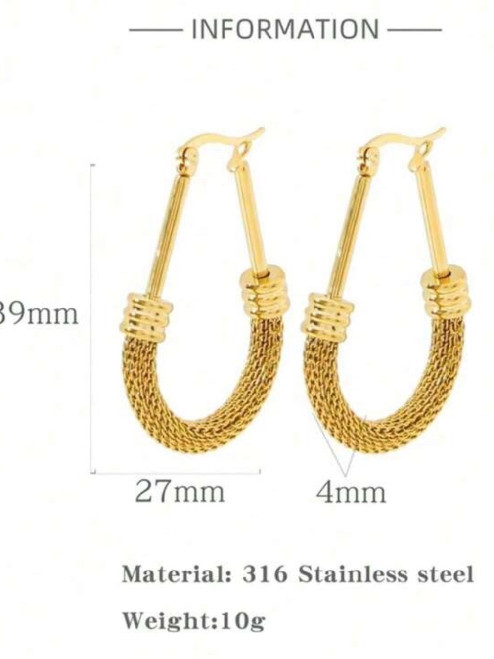Valencia Textured Rope Mesh Earrings - Picture 4 of 5